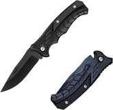 2.75" Folding Pocket Knife w/Chain: EDC Camping (Black)