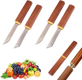 2 PCS Paring Knives Set Professional Peeling Knife Stainless Steel Dual Blade for Fruits and Vegetables,for Kitchen,Camping,Hiking(Brown)