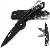 2.5" EDC Pocket Knife w/Chain: Camping Hiking (Black)