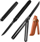 Slim EDC Knife: 1-Piece Glass Breaker Leather Case