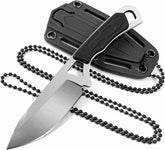 Fixed Blade Knife with Sheath 5.3" Drop Point Full Tang Neck Knifes Tactical Knife for Survival, Edc, Outdoor, Hiking(Black)