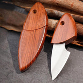 Pocket Knife, Portable Dolphin Shaped Imitation Wood Grain Handle Pocket Knife with Sheath, Multifunctional Tool Knife for Home, Camping, Hiking, Fishing, Vegetables, Fruits Cutting (Brown)