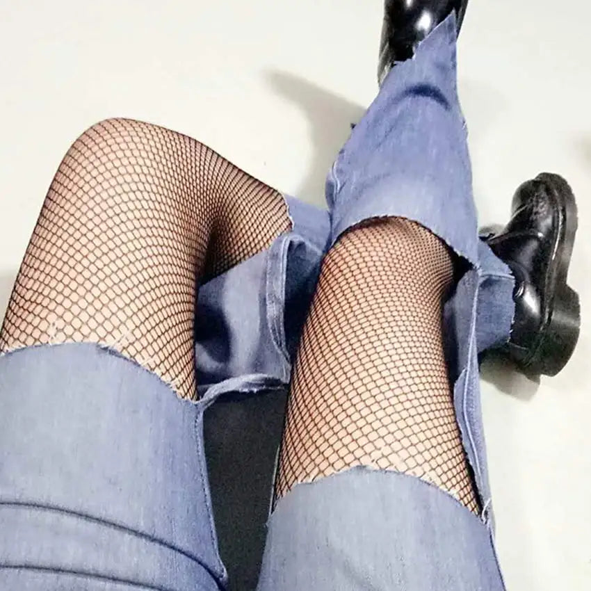 1PC Lady Women Sexy Pantyhose Mesh Fishnet Tights Long Stocking Step Foot Seam Pantyhose High Over the Knee Socks
