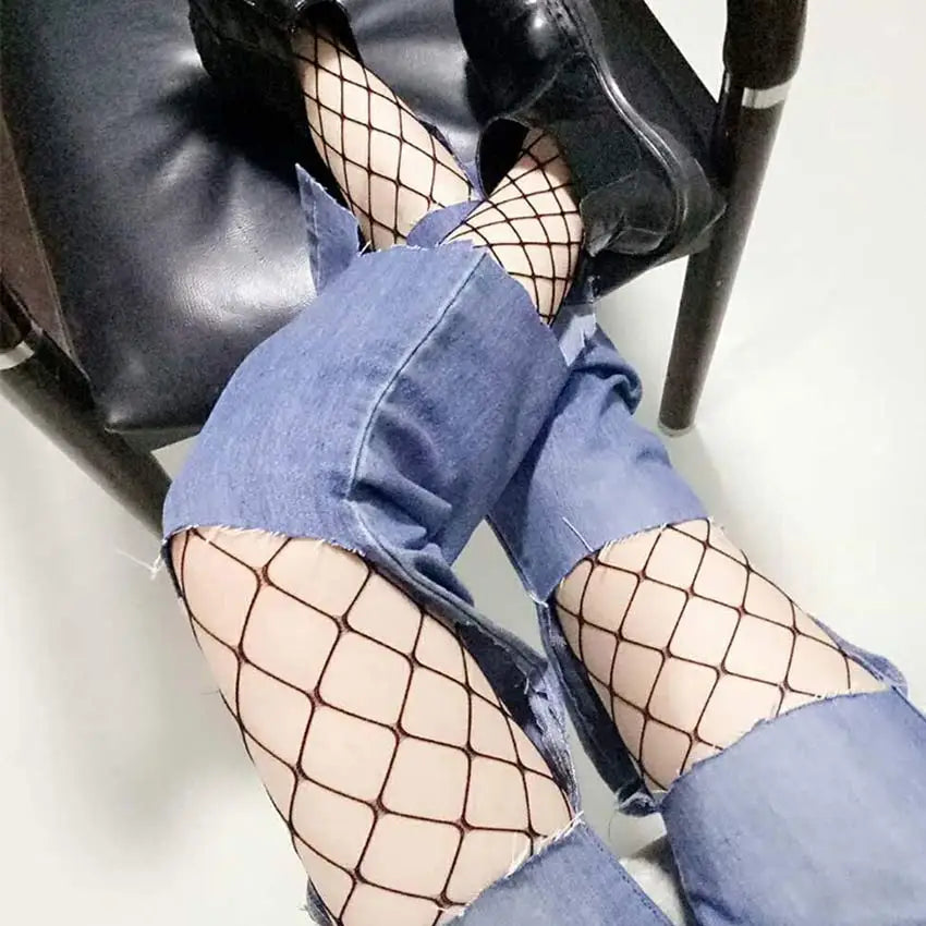 1PC Lady Women Sexy Pantyhose Mesh Fishnet Tights Long Stocking Step Foot Seam Pantyhose High Over the Knee Socks