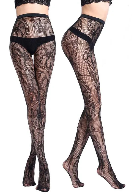 1Pcs Fashion Womens Lady Girls Black Sexy Fishnet Pattern Jacquard Stockings Pantyhose Tights skull Woman nightlife tights S09