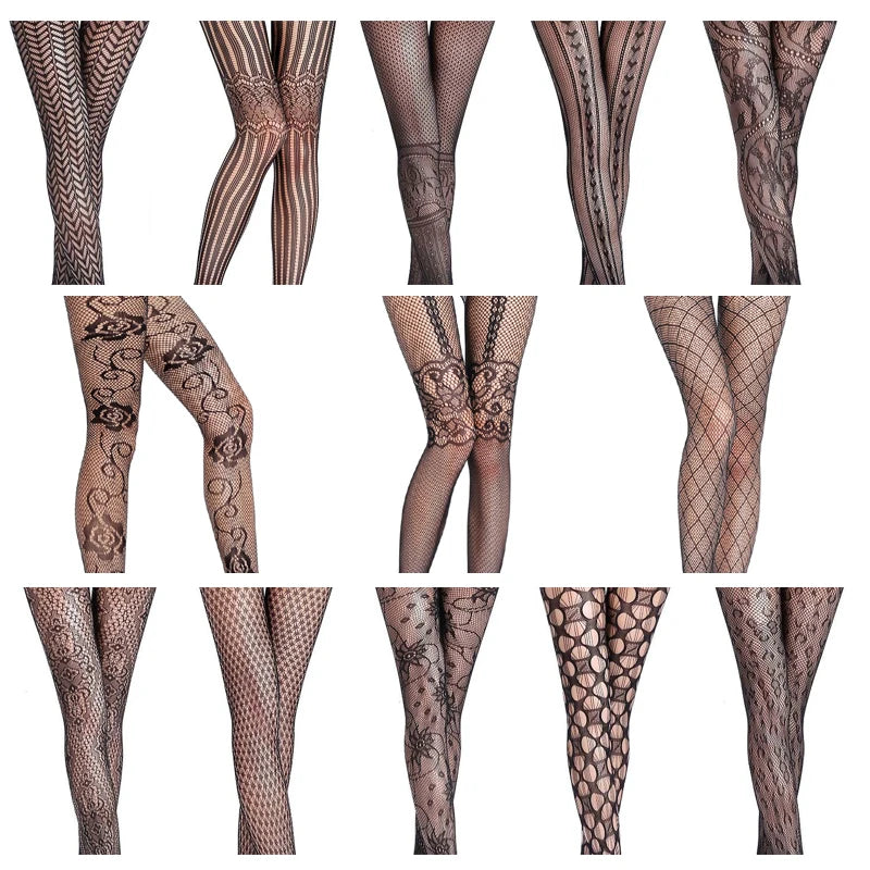 1Pcs Fashion Womens Lady Girls Black Sexy Fishnet Pattern Jacquard Stockings Pantyhose Tights skull Woman nightlife tights S09
