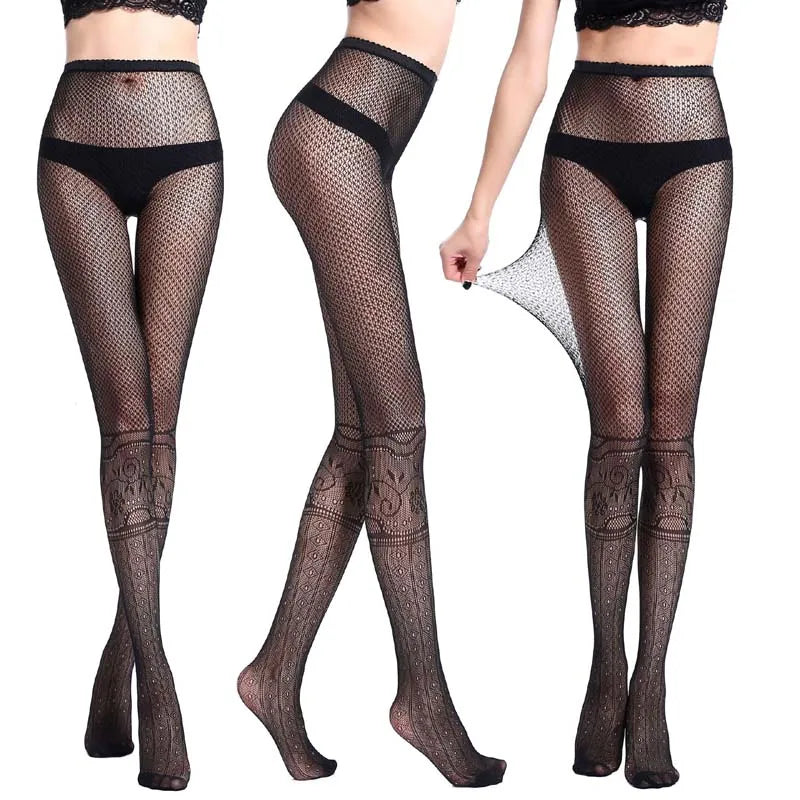 1Pcs Fashion Womens Lady Girls Black Sexy Fishnet Pattern Jacquard Stockings Pantyhose Tights skull Woman nightlife tights S09