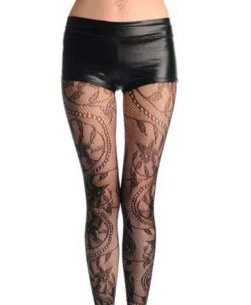 1Pcs Fashion Womens Lady Girls Black Sexy Fishnet Pattern Jacquard Stockings Pantyhose Tights skull Woman nightlife tights S09