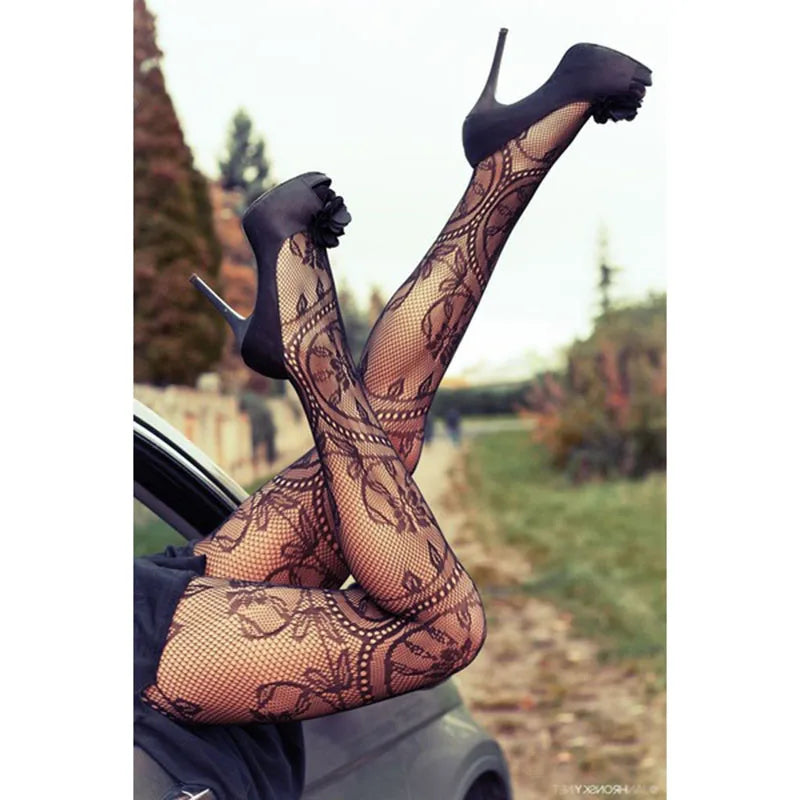 1Pcs Fashion Womens Lady Girls Black Sexy Fishnet Pattern Jacquard Stockings Pantyhose Tights skull Woman nightlife tights S09