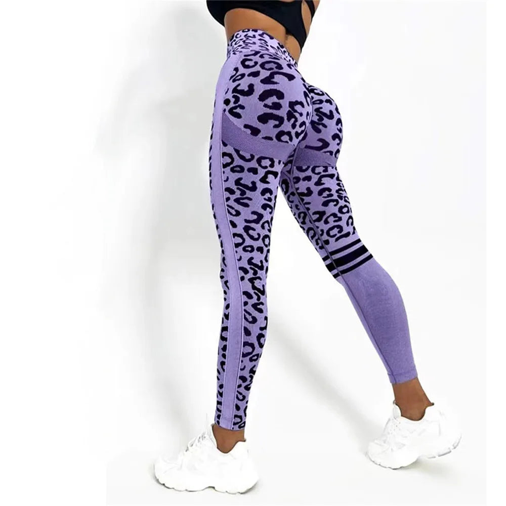 2023 Leopard Seamless Women Sport Yoga Pant Workout Athletic Fitness Gym Workout Pant Scrunch Leggings Active Running Wear