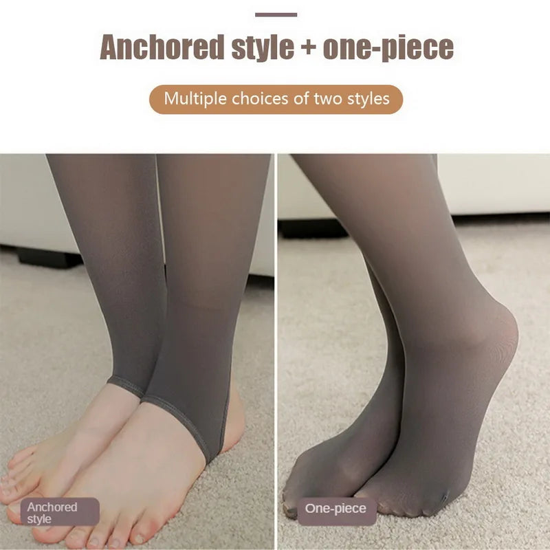 2023 Thick Woman Winter Tights Lined Pantyhose Hot Women's Fleece Leggings Warm Panty Fake Translucent Thermal Stockings