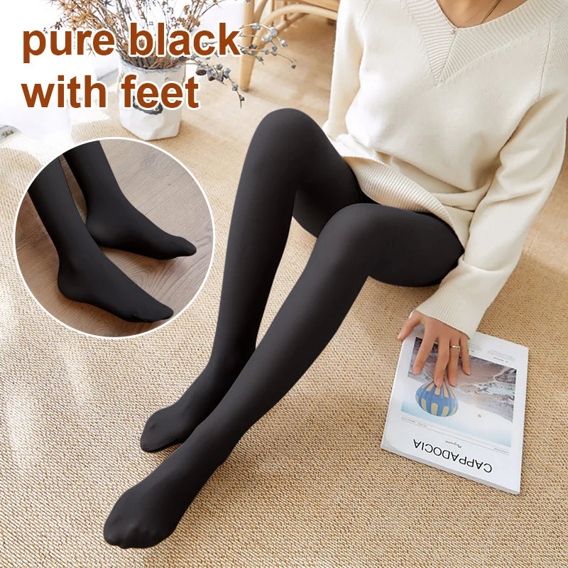 2023 Thick Woman Winter Tights Lined Pantyhose Hot Women's Fleece Leggings Warm Panty Fake Translucent Thermal Stockings