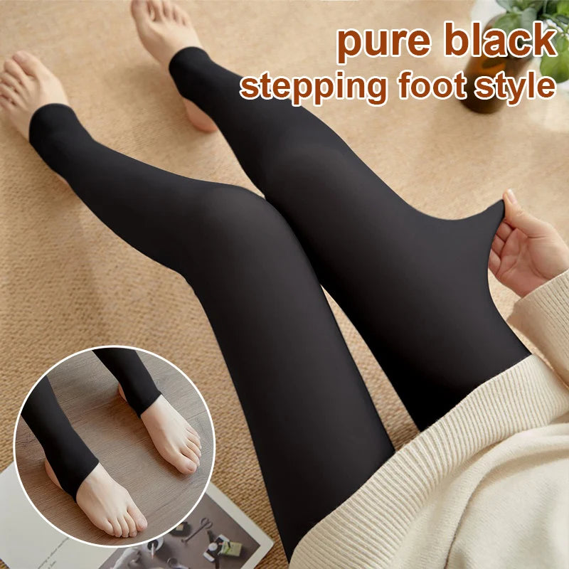 2023 Thick Woman Winter Tights Lined Pantyhose Hot Women's Fleece Leggings Warm Panty Fake Translucent Thermal Stockings
