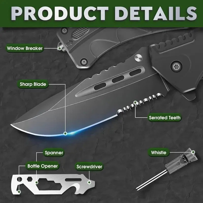 Assisted Opening EDC Knife: Stainless Steel Rubber Handle Outdoor Tactical Clip