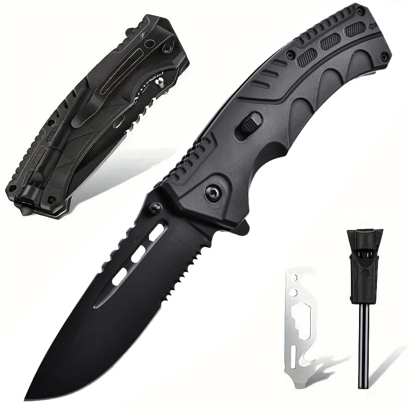 Assisted Opening EDC Knife: Stainless Steel Rubber Handle Outdoor Tactical Clip
