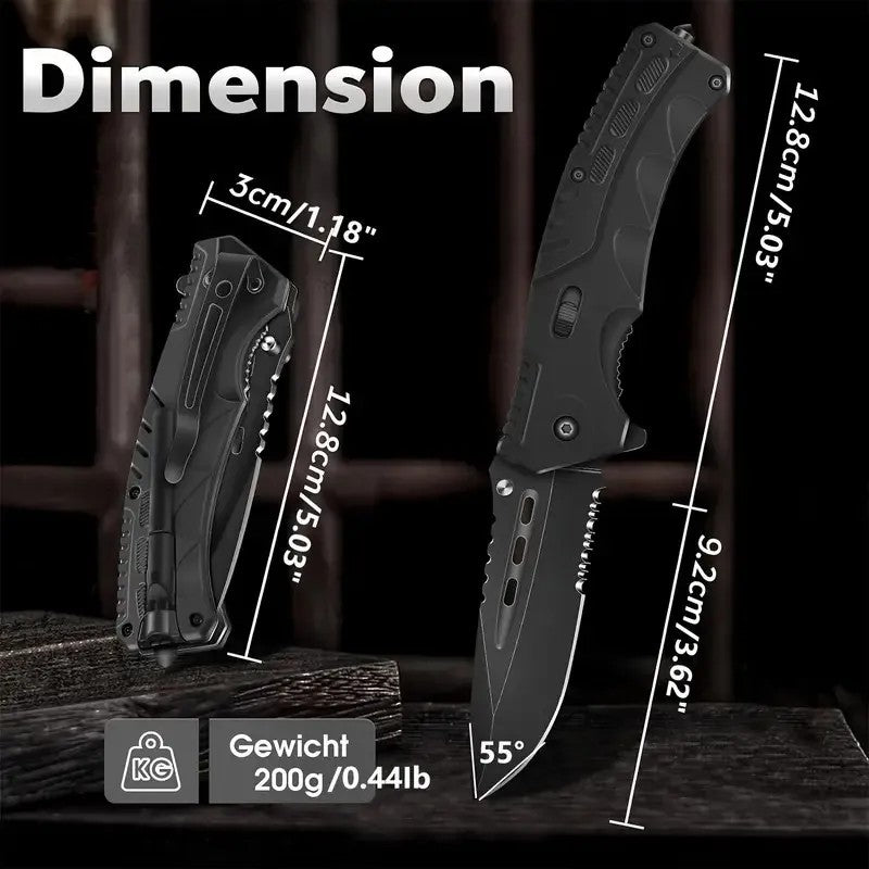 Assisted Opening EDC Knife: Stainless Steel Rubber Handle Outdoor Tactical Clip
