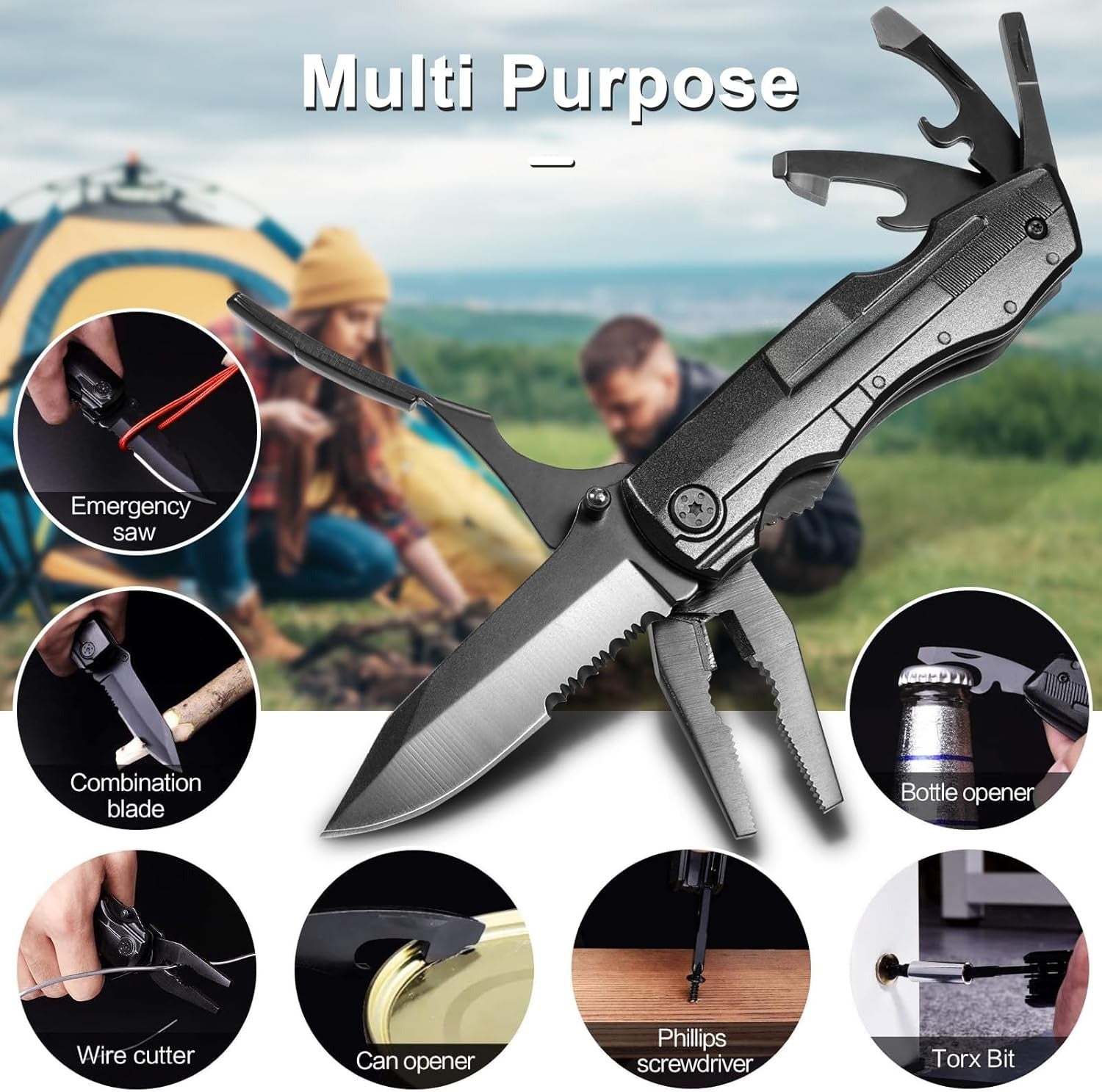 Camping Survival: Stainless Folding Pliers Knife
