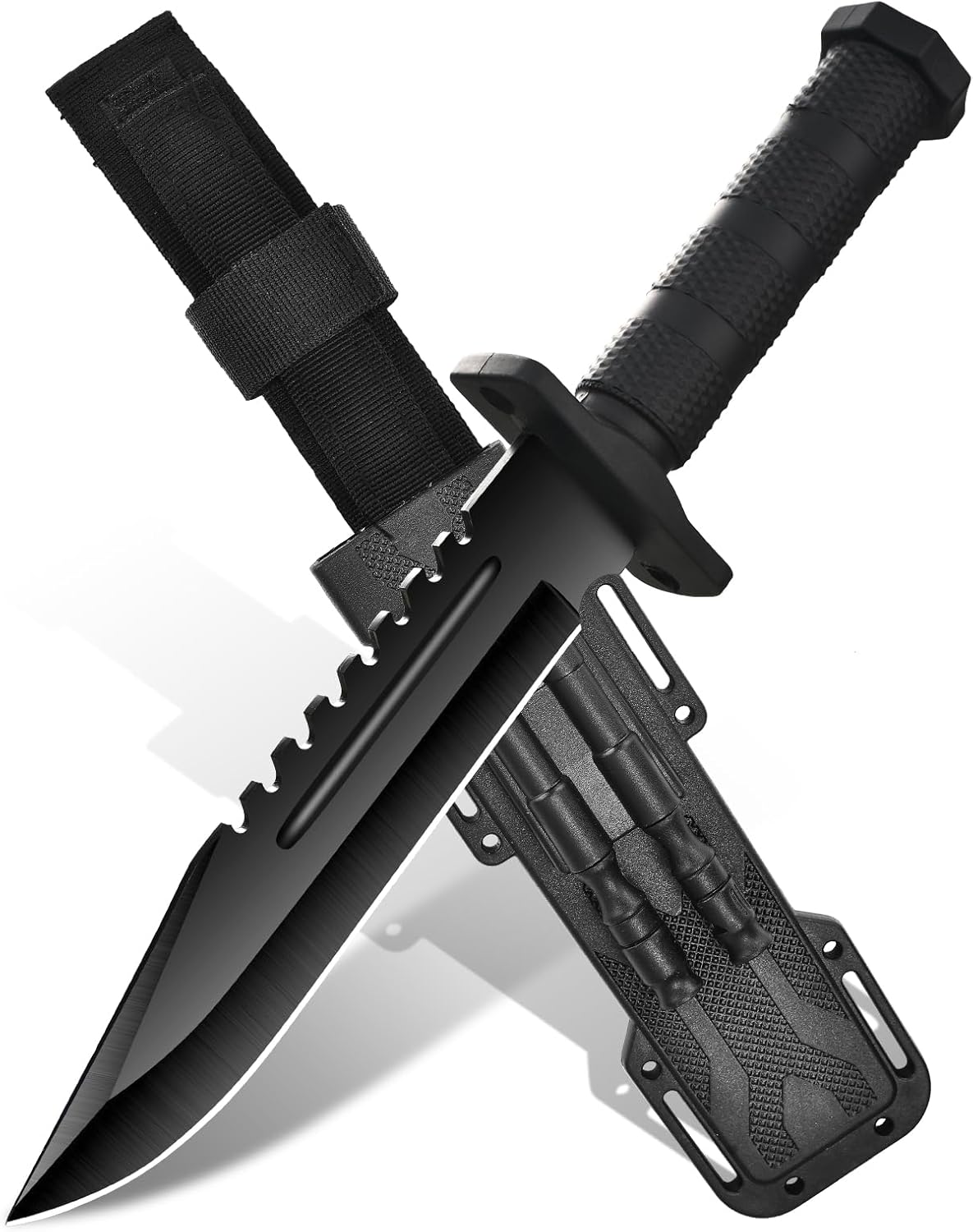 outdoor hunting and survival camping, Survival Knives for Men Tactical Knife with Non-Slip Handle，high-hardness black blade