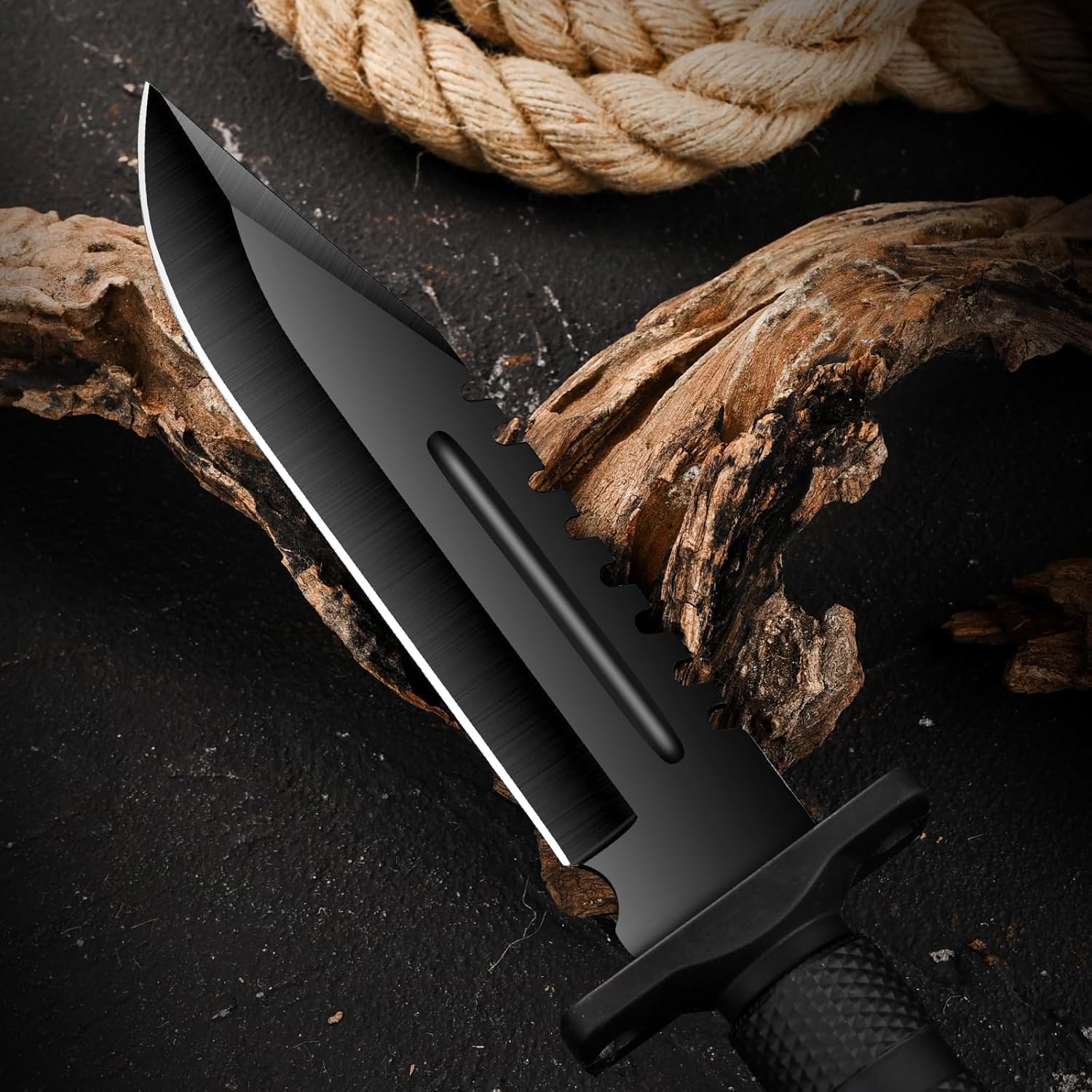 outdoor hunting and survival camping, Survival Knives for Men Tactical Knife with Non-Slip Handle，high-hardness black blade