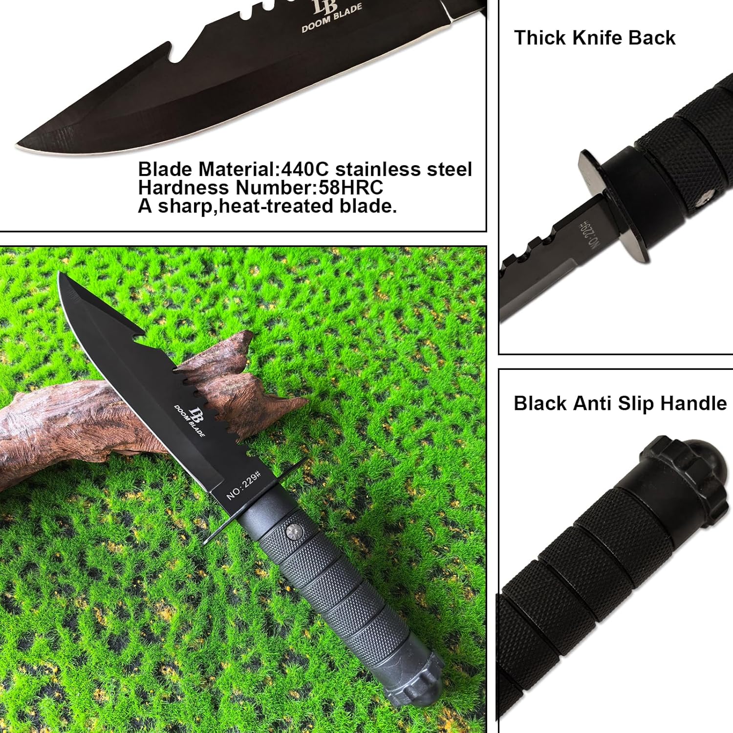Stylish Survival Tactical Fixed Blade Knife with Sheath - Made of Stainless Steel - Bushcraft and Camping Knife Survival Strap for Camping, Hiking, Survival, Gifts for Men, Gift for Friends