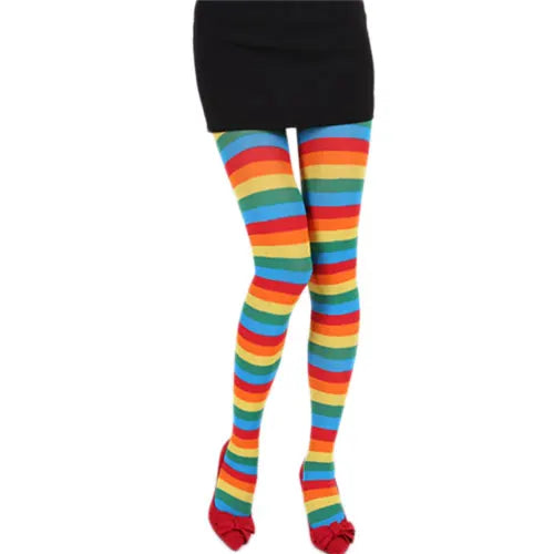 9 Colors Women Sexy Christmas Stripe Pantyhose High Waist Colorful Thermal Tights Lady Girls Xmas Cosplay Party Stockings