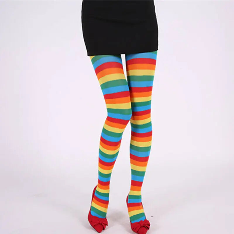 9 Colors Women Sexy Christmas Stripe Pantyhose High Waist Colorful Thermal Tights Lady Girls Xmas Cosplay Party Stockings