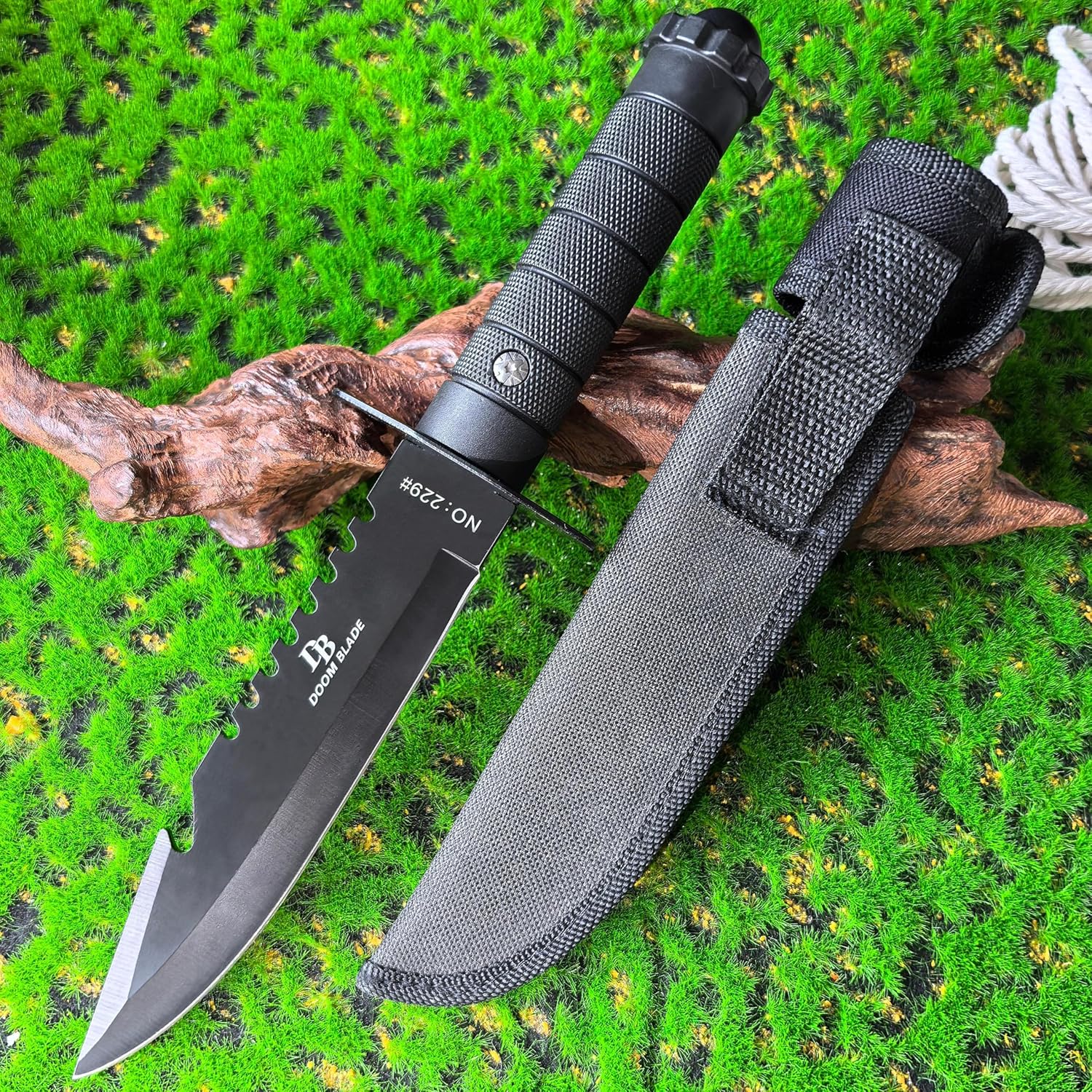Stylish Survival Tactical Fixed Blade Knife with Sheath - Made of Stainless Steel - Bushcraft and Camping Knife Survival Strap for Camping, Hiking, Survival, Gifts for Men, Gift for Friends