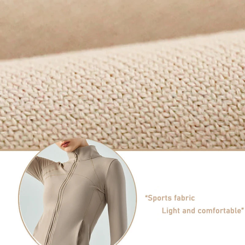2023 Fashion  Autumn and Winter Slim Fit Slim Zipper Long Sleeve Sports Top Women's Warm Plush Fitness Plush Yoga Coat