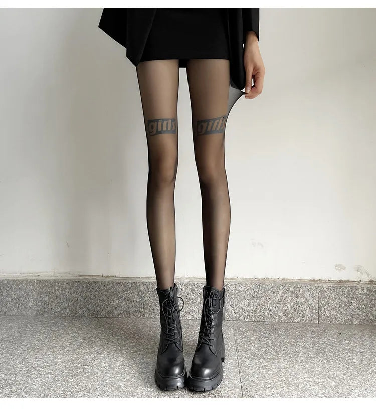 European And American Fashion Ladies Pantyhose Jacquard Color Butterfly Pantyhose Ins Fashion Thin Pantyhose