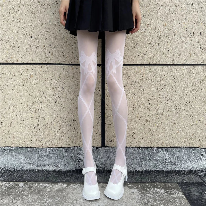 European And American Fashion Ladies Pantyhose Jacquard Color Butterfly Pantyhose Ins Fashion Thin Pantyhose
