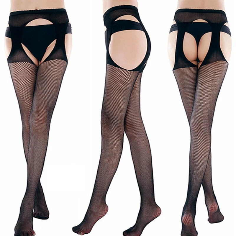 Fashion Women Lady Sexy Lingerie Fishnet Net Nylon Mesh Sexy Lace Stockings Stretchy Elastic Tight Black Pantyhose
