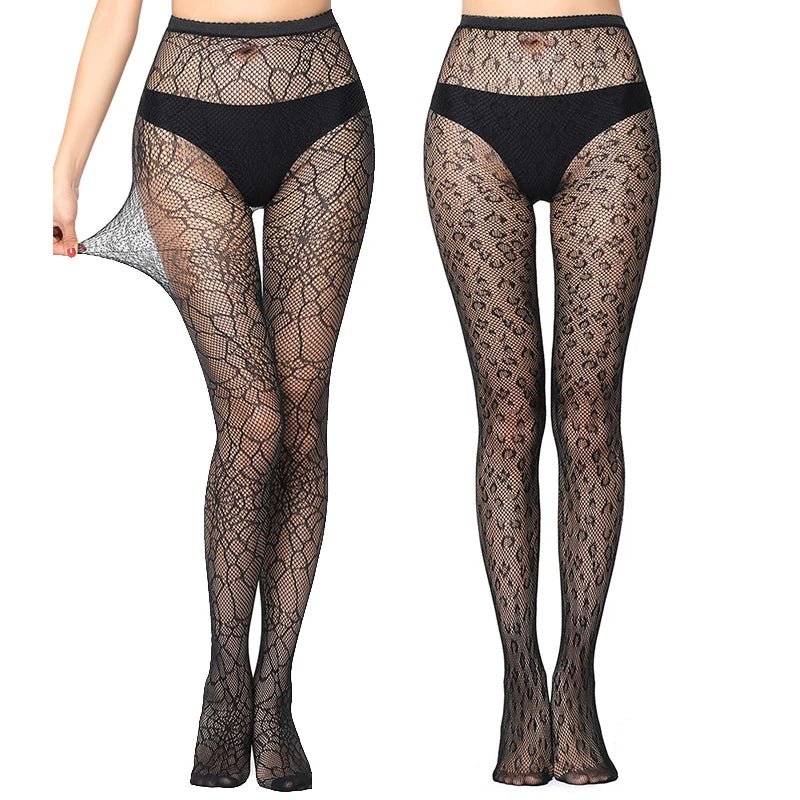 Fashion Women Lady Sexy Lingerie Fishnet Net Nylon Mesh Sexy Lace Stockings Stretchy Elastic Tight Black Pantyhose