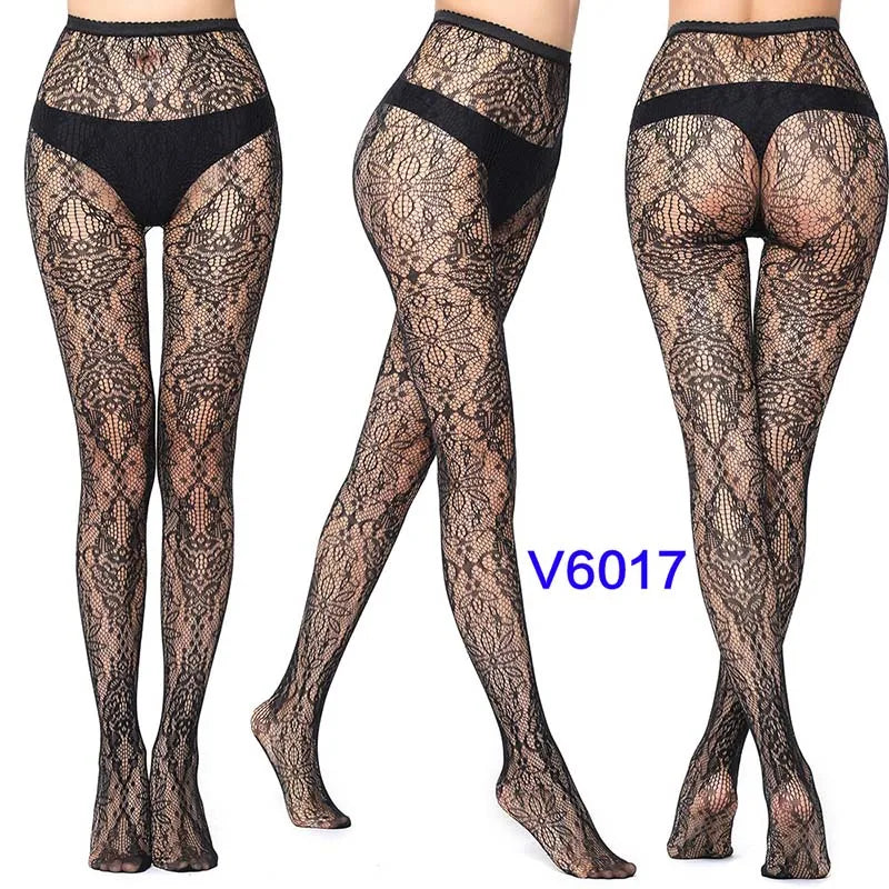 Fashion Women Lady Sexy Lingerie Fishnet Net Nylon Mesh Sexy Lace Stockings Stretchy Elastic Tight Black Pantyhose