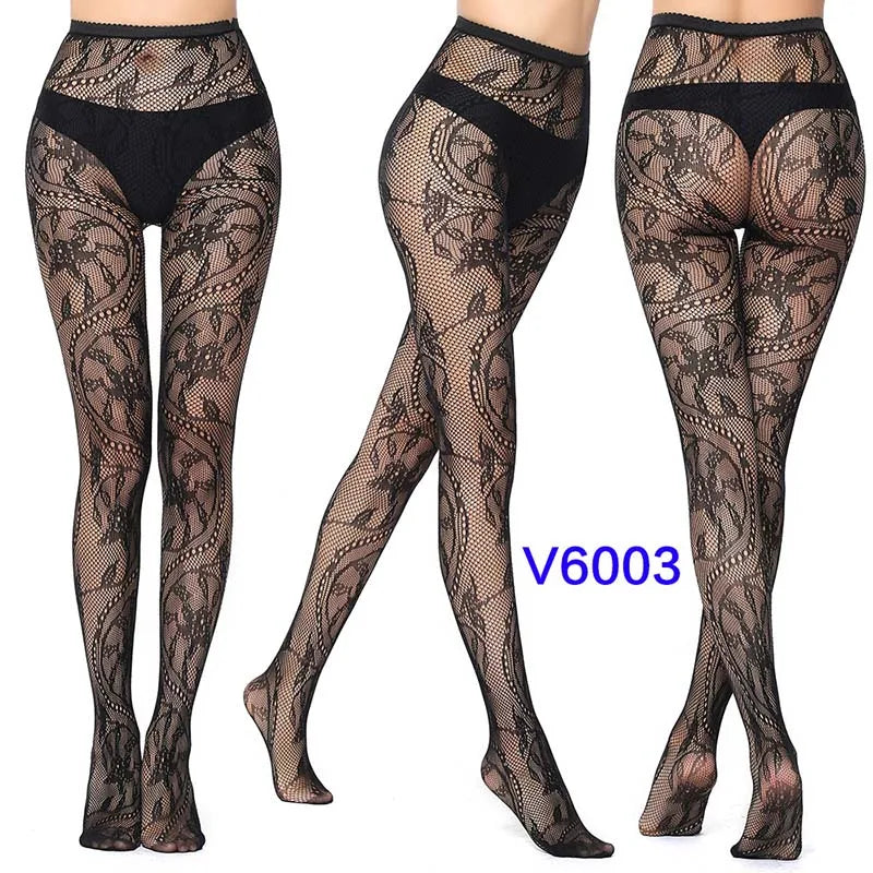 Fashion Women Lady Sexy Lingerie Fishnet Net Nylon Mesh Sexy Lace Stockings Stretchy Elastic Tight Black Pantyhose