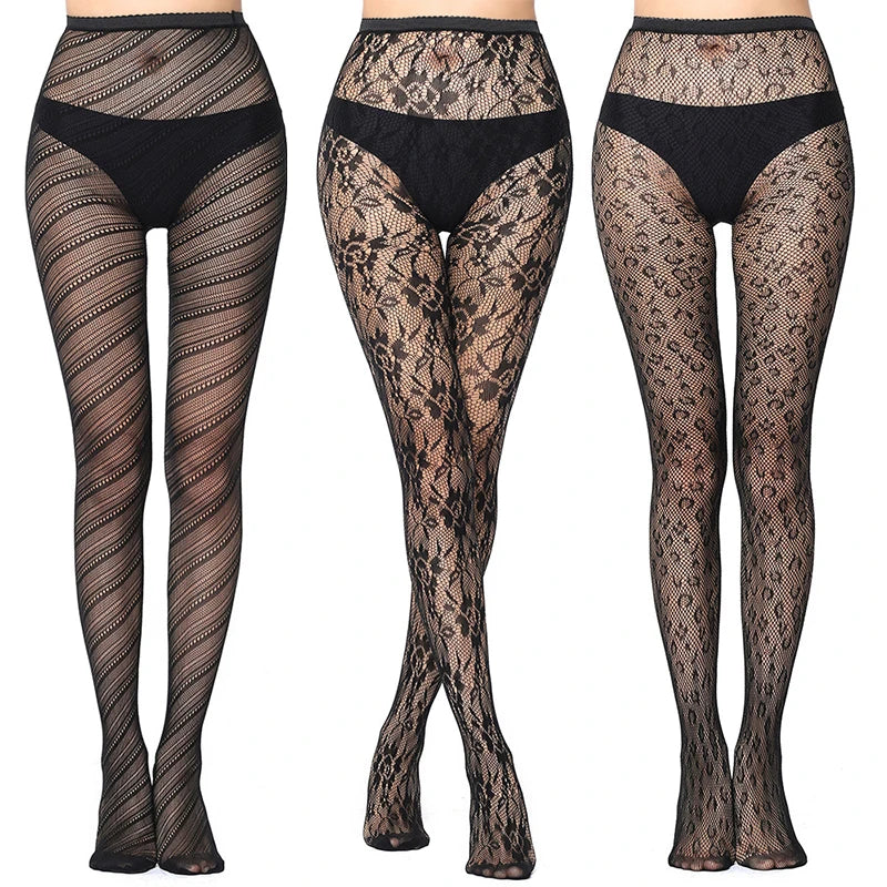 Fashion Women Lady Sexy Lingerie Fishnet Net Nylon Mesh Sexy Lace Stockings Stretchy Elastic Tight Black Pantyhose