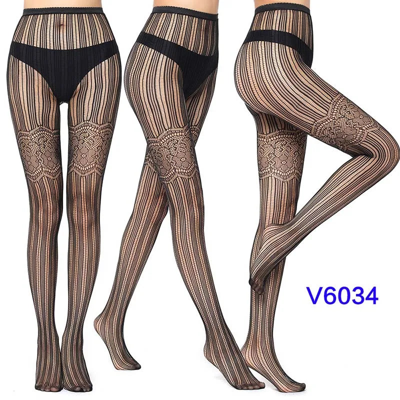Fashion Women Lady Sexy Lingerie Fishnet Net Nylon Mesh Sexy Lace Stockings Stretchy Elastic Tight Black Pantyhose