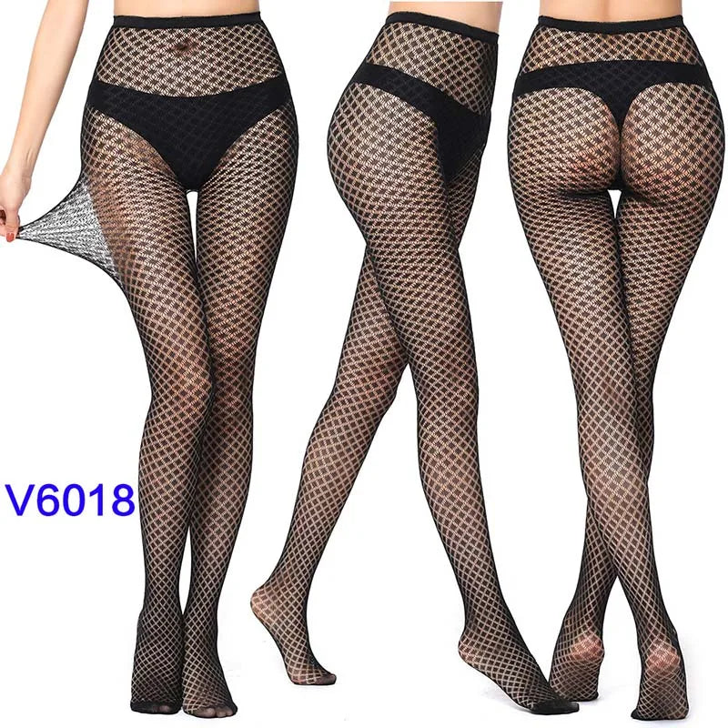 Fashion Women Lady Sexy Lingerie Fishnet Net Nylon Mesh Sexy Lace Stockings Stretchy Elastic Tight Black Pantyhose