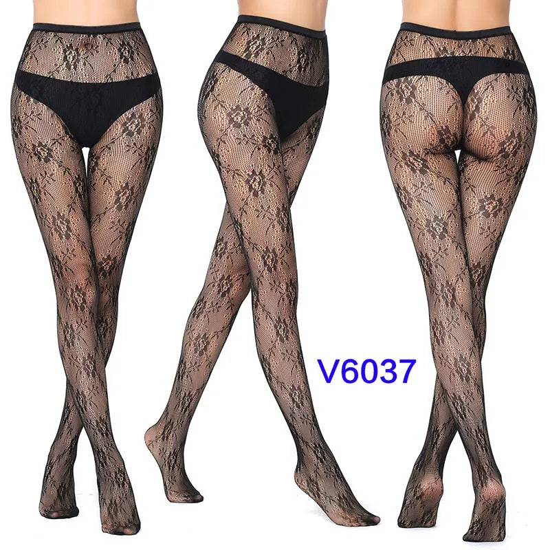 Fashion Women Lady Sexy Lingerie Fishnet Net Nylon Mesh Sexy Lace Stockings Stretchy Elastic Tight Black Pantyhose