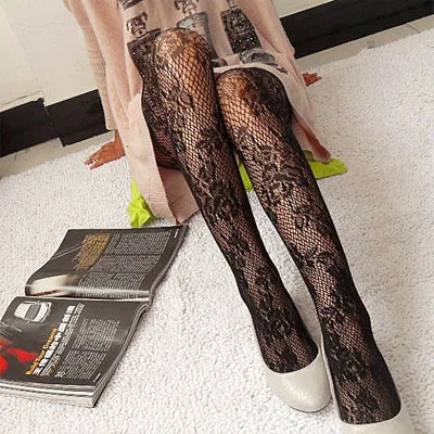 Fashion Womens Lady Girls Black Sexy Fishnet Pattern Jacquard Stockings Pantyhose Tights  Styles Woman 1pcs dww29
