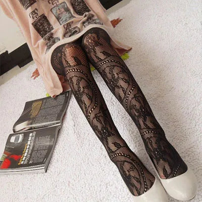 Fashion Womens Lady Girls Black Sexy Fishnet Pattern Jacquard Stockings Pantyhose Tights  skull Woman 1pcs dww41