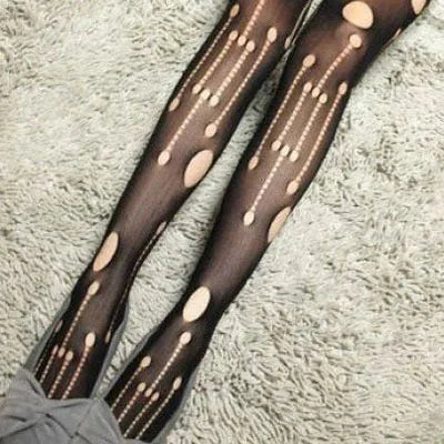 Fashion Womens Lady Girls Black Sexy Fishnet Pattern Jacquard Stockings Pantyhose Tights  skull Woman 1pcs dww41