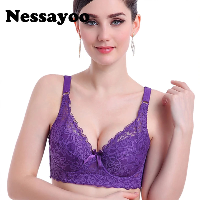 Hot Full cup thin underwear small bra plus size wireless adjustable lace Women's bra breast cover B C D cup Large size Lace Bras