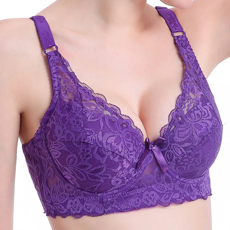 Hot Full cup thin underwear small bra plus size wireless adjustable lace Women's bra breast cover B C D cup Large size Lace Bras