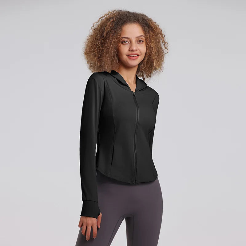 2023 Fashion Lulu-Sports Coat for Women, Hooded Slim Fit, Fitness Jacket, Quick Dry, Casual Running, Yoga Top, 2023, New