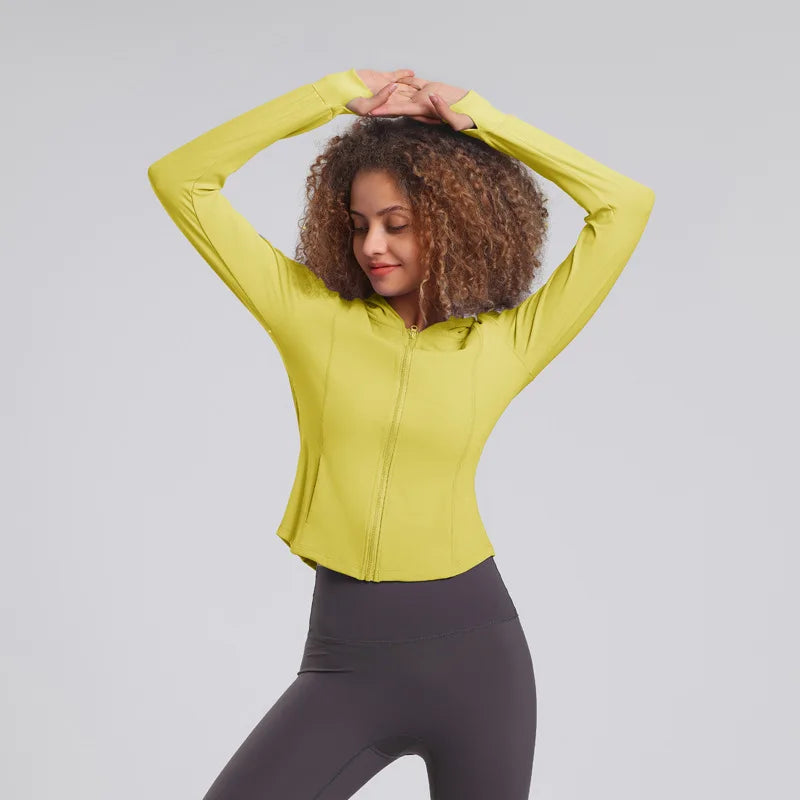 2023 Fashion Lulu-Sports Coat for Women, Hooded Slim Fit, Fitness Jacket, Quick Dry, Casual Running, Yoga Top, 2023, New