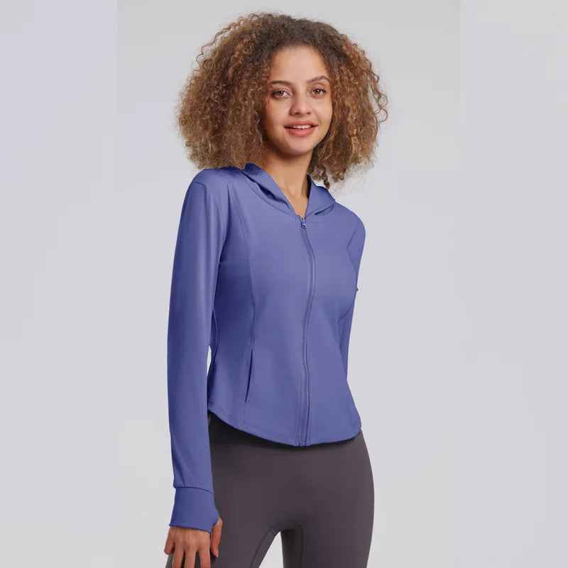 2023 Fashion Lulu-Sports Coat for Women, Hooded Slim Fit, Fitness Jacket, Quick Dry, Casual Running, Yoga Top, 2023, New