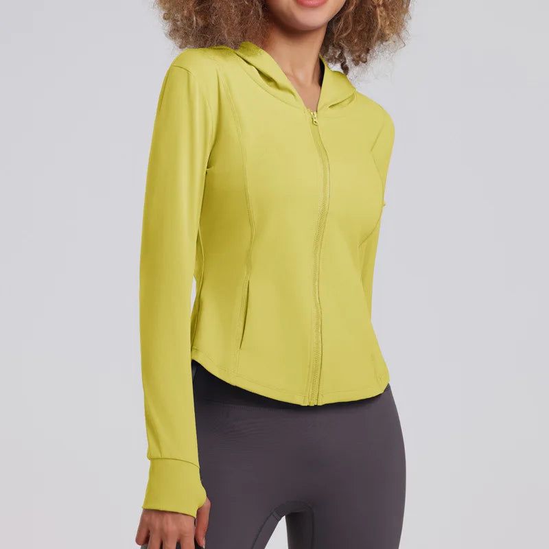 2023 Fashion Lulu-Sports Coat for Women, Hooded Slim Fit, Fitness Jacket, Quick Dry, Casual Running, Yoga Top, 2023, New