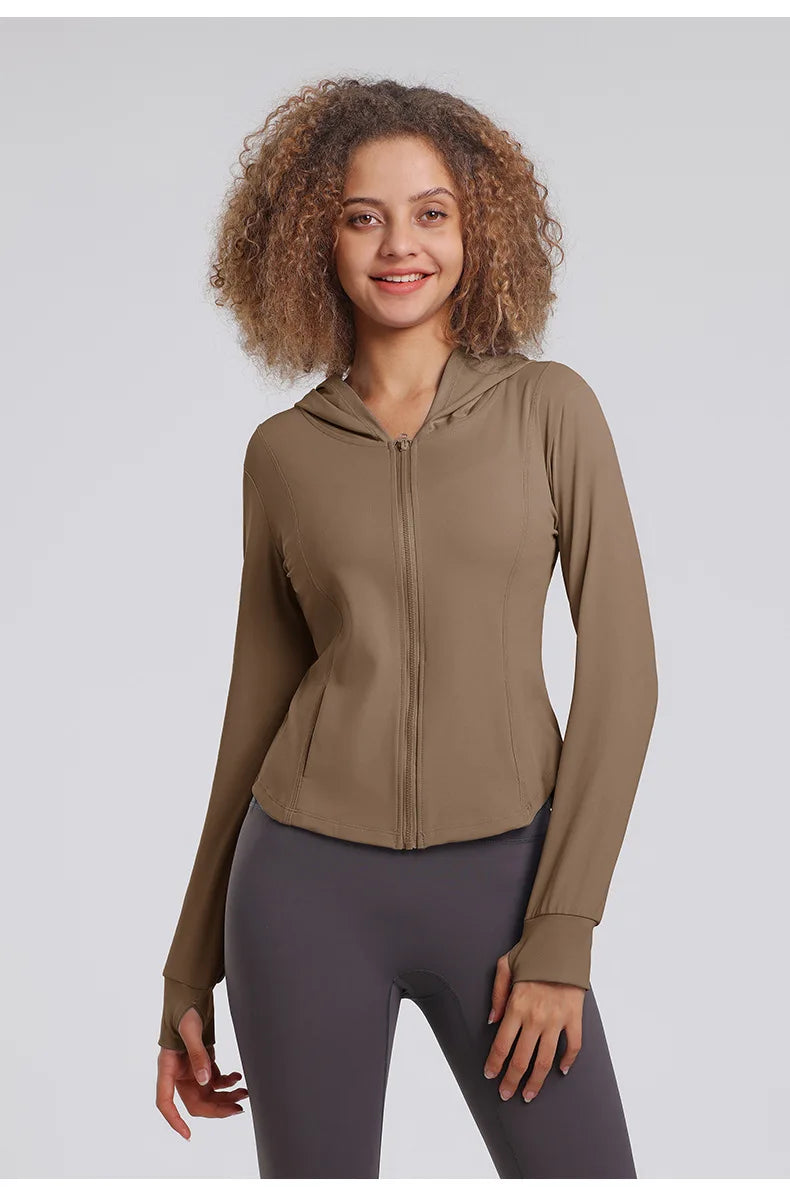 2023 Fashion Lulu-Sports Coat for Women, Hooded Slim Fit, Fitness Jacket, Quick Dry, Casual Running, Yoga Top, 2023, New