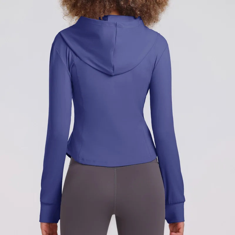 2023 Fashion Lulu-Sports Coat for Women, Hooded Slim Fit, Fitness Jacket, Quick Dry, Casual Running, Yoga Top, 2023, New