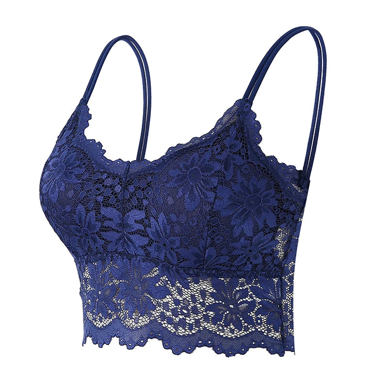 New Women Lace Bras Top Comfortable Bralette Solid Color Sexy Underwear Vest Female Hollow Out Wireless Lingerie Seamless Bra